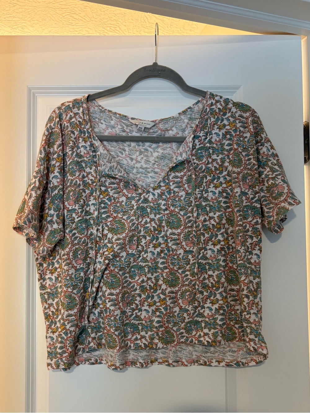 Lucky Brand Floral Paisley Boho Peasant Top Size Medium
